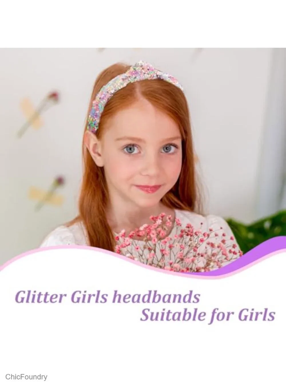 Glitter Sequins Knot Headbands for Women 6 Pack Sparkly Hair Accessories Back
